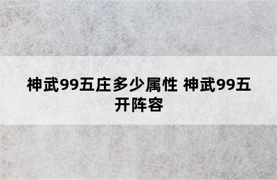 神武99五庄多少属性 神武99五开阵容